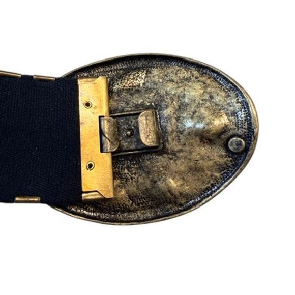 Ornate Gold-Tone Lizard Buckle Filigree Stretch Belt Rhinestone Y2K main image 5
